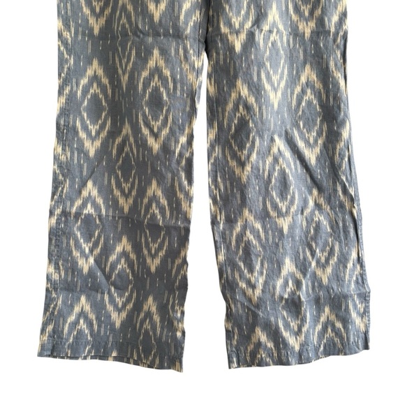 Chico's 100% Linen Ikat Print Wide Leg Pants Resortwear Vacation Preppy Small - Picture 4 of 16
